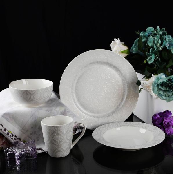 new bone china embossed decal dinner set 16 pcs with gif box/dinner plate/bowl