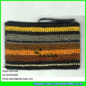 Quality LUDA colorful summer straw handbag zipper closure raffia straw clutch handbag for sale