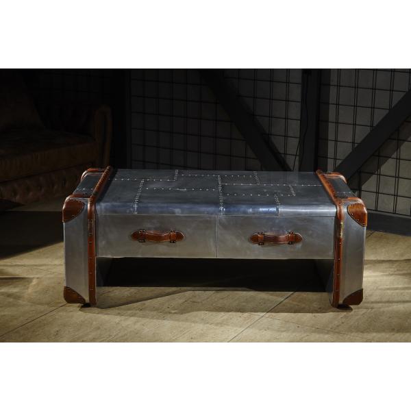 Aluminium Sheet Side Coffee Table 4 Drawers Plywood Frame Strong Canvas