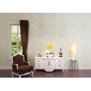 Living Room Washable Vinyl Wallpaper , White Damask Pattern Wallpaper