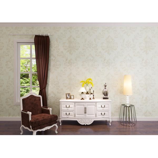 Buy Living Room Washable Vinyl Wallpaper , White Damask Pattern Wallpaper at wholesale prices