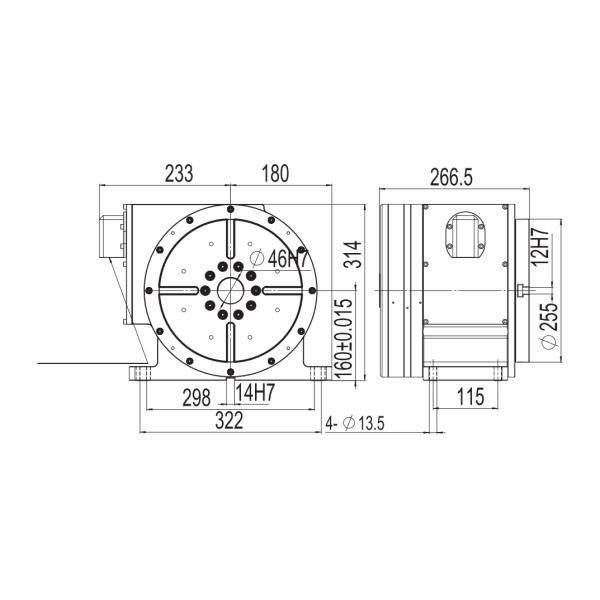 Pneumatic Brake 160mm Direct Drive Fourth Axis Rotary Table