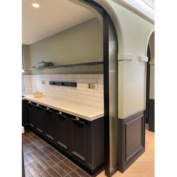 Vintage Corner Modular Lacquer Kitchen With Island Furniture Cabinet