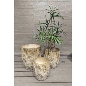 Tall Earthy Tone Round Fiber Clay Lightweight Durable Rooftop Garden Pot