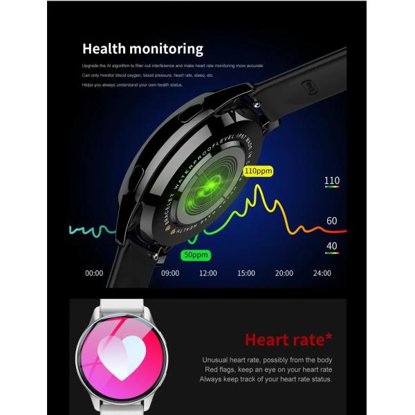 T2Pro Smart Bluetooth Wearable Watch Round Ladies Fitness Tracker Bracelet