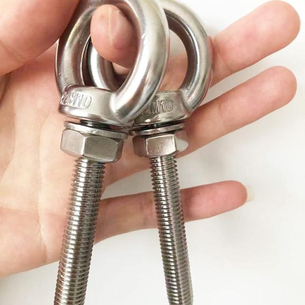 GB Standard Marine Grade Galvanized Stainless Steel Lifting Ring Threaded Eyebolt 1/4" 20 x 1"" ISO Round Head Style