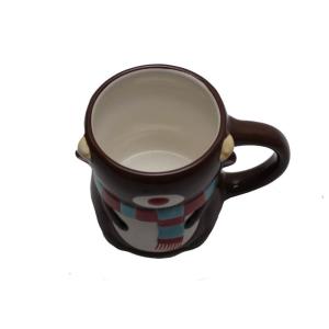 Handpainted Christmas 3D Bear Mug , 335ml Capacity Stoneware Strong Dolomite