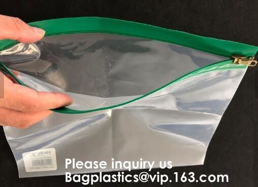 Metal Slider Office File Folder Mesh Clear PVC Zip Lock Document Bag,Folder File