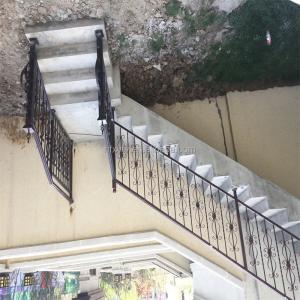 Electrostatic Spraying Iron Black Metal Railing Interior Stair Balustrade