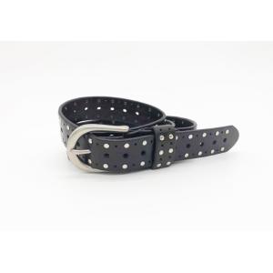 China Nickel Flat Studs Ladies Studded Belt , Thin Studded Belt Dark Brown Color on sale