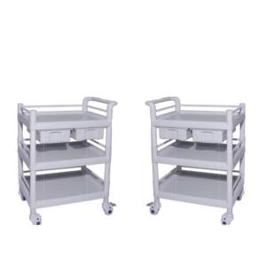 ABS Injection Molding Nursing Two Layers 923mm Hospital Instrument Trolley