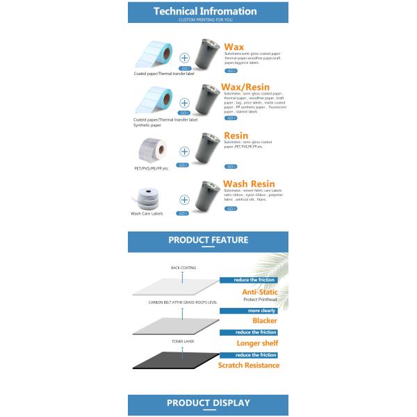 Polyester Film Printing Resin Thermal Transfer Ribbon Ricoh B110cr Printer Compatible Label Tape