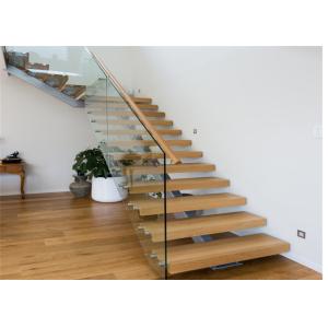 Safety Internal Modern Straight Staircase , Wood And Glass Staircase Designs