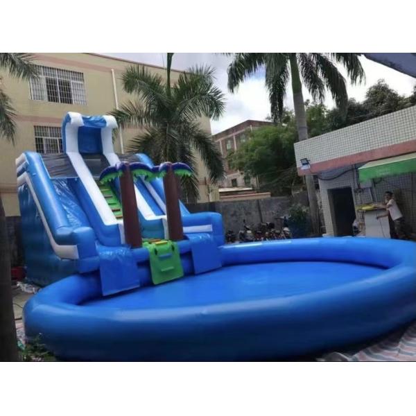 Buy Tripple Stitch 0.9mm PVC Inflatable Water Slide With Pool 8m Dia at wholesale prices