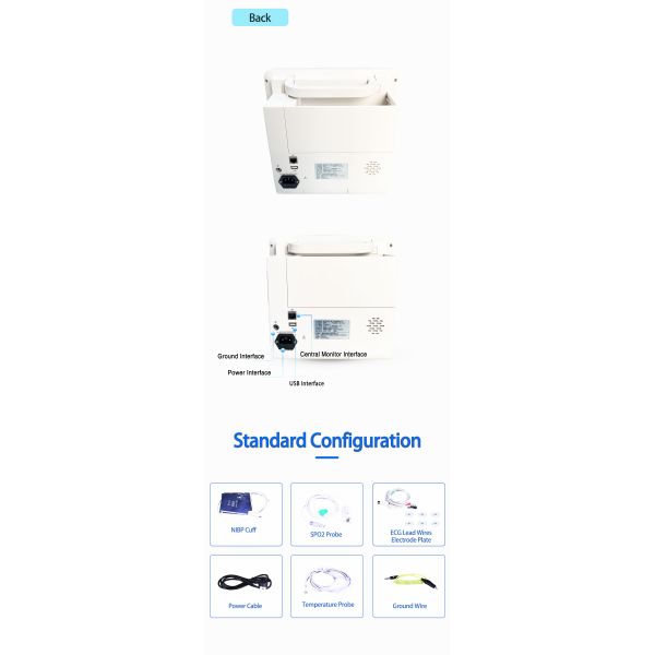 12.1 Inch Multi Parameter Patient Monitor with High Resolution Color TFT LCD Arrhythmia Analysis and ST Calculation