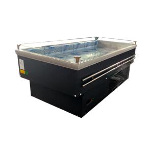 Glass Horizontal Supermarket Island Freezer Fruit Showcase Refrigeration
