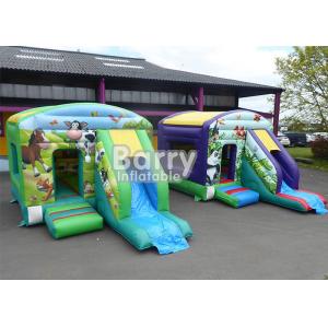 Commercial Jungle Theme Giant Inflatable Combo Tropical Bouncer With Slide