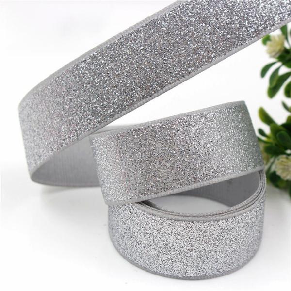 Silver Glitter Ribbon Merry Christmas Holiday Party Celebration For Christmas