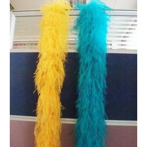 Dyed Pattern Ostrich Feather Boa Scarf 4 Layers Yellow Green For Party