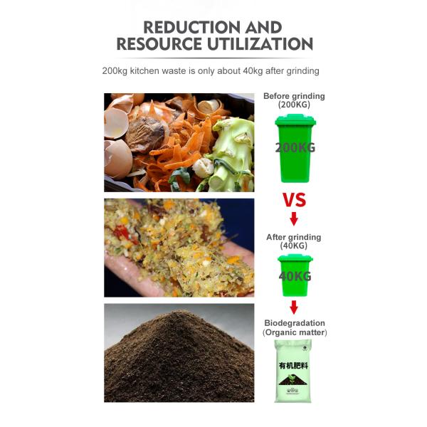 Factory Supply Kitchen Food Waste Grinders Food Waste Dehydrating Disposers Electric 50 Stainless Steel Batch Commutator Motor