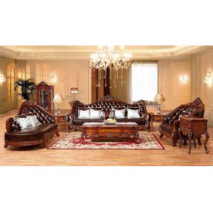 New French style picture leather and wood sofa furniture antique classic sofa
