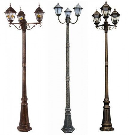 Black European Style Cast Iron Street Lamp Post Painting Finish