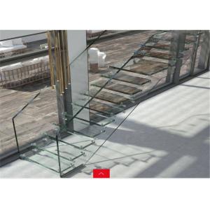 Invisible Stringer Floating Glass Staircase Irreplaceable Look 5 Years Warranty