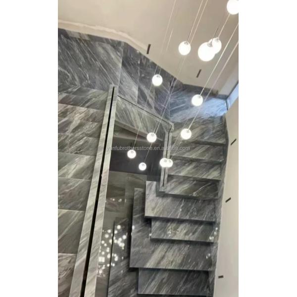 Hotel Interior Design Calcite Marble Step Floor and Stairs with Light in Florence Gray