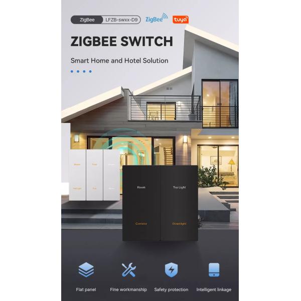 Aluminum Alloy Metal Wall Switch Zigbee Protocol Grey / Black / Champagne Color