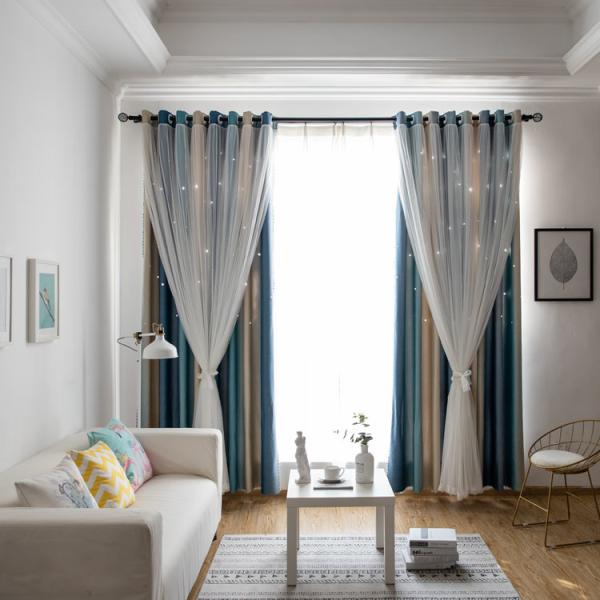 Shading Linen Blackout Curtain Fabric Luxury For Living Room