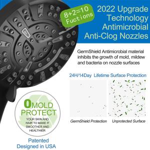 Bathroom 10 Sprays Detachable Matte Black Handheld Shower Head