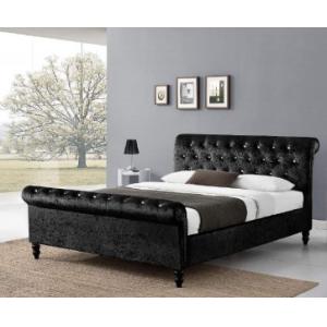 BSCI plywood Chesterfield Sleigh Bed Frame Upholstered Velvet Double King