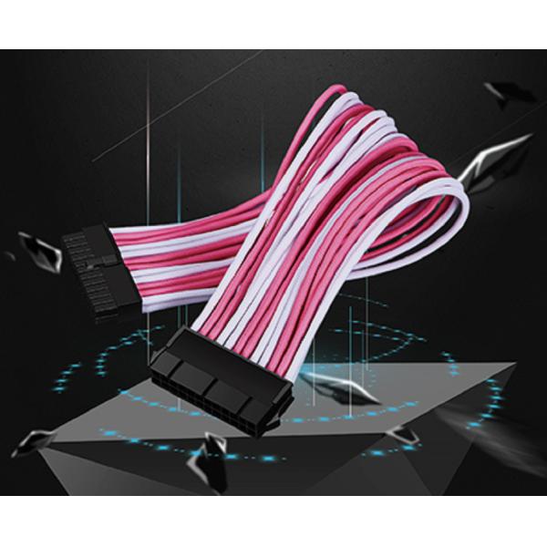 Pink&white jacketed wire Sleeved Extension Cable Kit ATX CPU PCI-E Extension Power Supply Cable