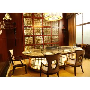 Quality 10 Seats Oval Shape Stainless Stell Japanese Teppanyaki Table Grill for sale