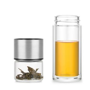 Handheld Double Wall Glass Tea Infuser Thermo Water Flask Customized