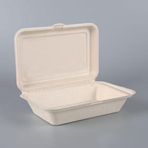 9 inches disposable rectangular Sugarcane/Bagasse fiber paper clamshell food