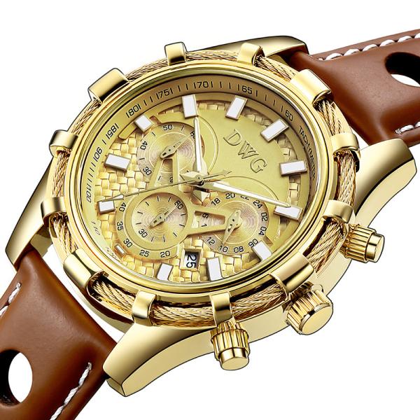 Buy OEM Leather Strap Quartz Watch Fashion Male Casual Dual Function at wholesale prices