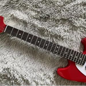 Custom Fender Mustang Style Electric Guitar in Red S-S Pickups Chrome Hardware