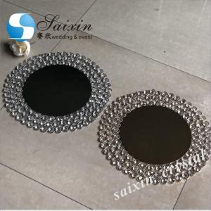 Glass Gold Beaded Charger Plates Wedding Crystal 12 Inch