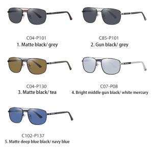 Classic Retro Rectangular Metal Sunglasses Polarized Shatterproof