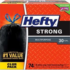 Strong Multipurpose Large Black Garbage Bags - 30 Gallon 74 Count