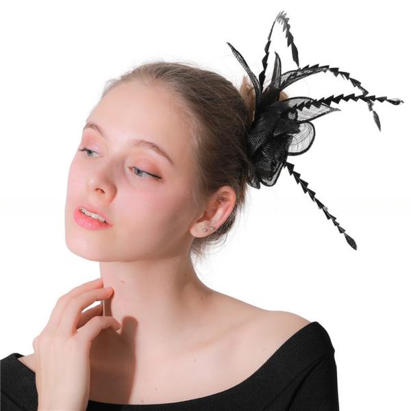 Age Group Adults Elegant Wedding Hair Feather Fascinator for Church Hats 15*30 cm