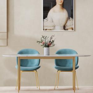 Luxury Kitchen Dining Table Stainless Steel Base Marble Top