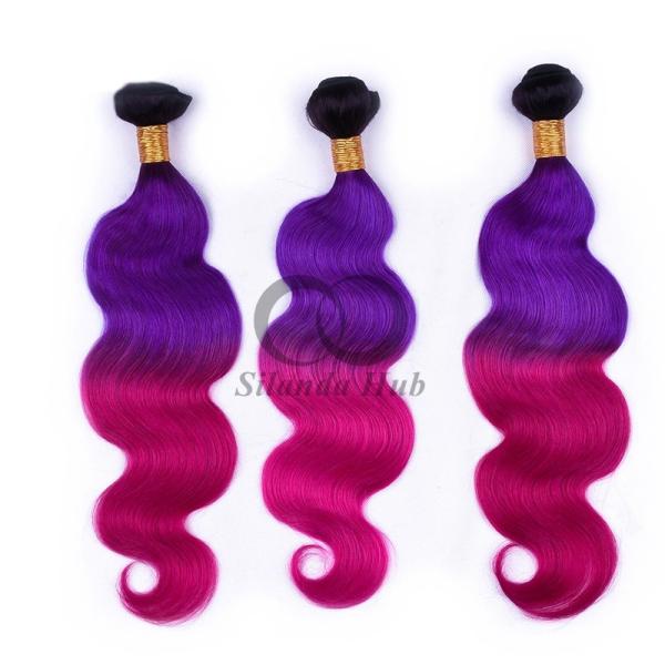 #T1B/Purple/Rose Red Body Wave Remy Human Hair Bundles Sew In Weave Bundles Brazilian Bundle Deals