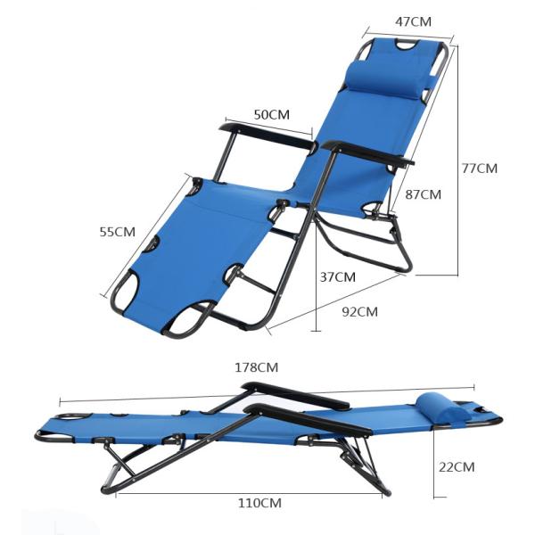 Outdoor Sun Lounger Beach Chair Portable and Foldable for Patio Garden Camping Pool