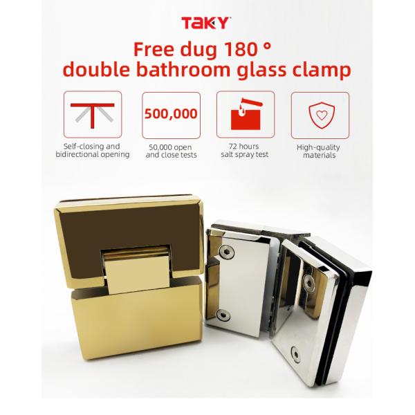 Acrylic Tray 180 Degree Gold Shower Hinge for Double Side Glass to Glass Benefit