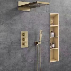Waterproof Shower Niche Tray with LED Light Double Shelf Modern Design 12x20