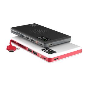 China Popular Custom LED Screen QI Wireless Power Bank 10000mA with Built-in 3IN1 Cable Dual USB &Double Input Backup Type-C P on sale