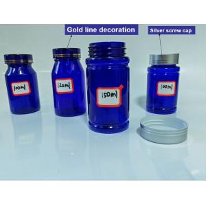 China 100cc 120cc 150cc Plastic Bottle for Pills Capsules Transparent Blue Pet Refillable Plastic solid dosage medicine bottle on sale