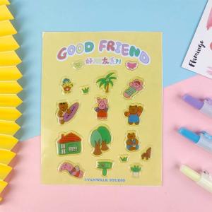 UV Transparent 3d Epoxy Stickers Sprinkle Gold Cartoon Character Stickers